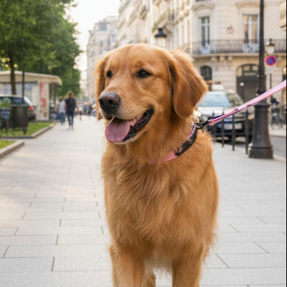 Light Pink Suede Dog Leash with Black Leather