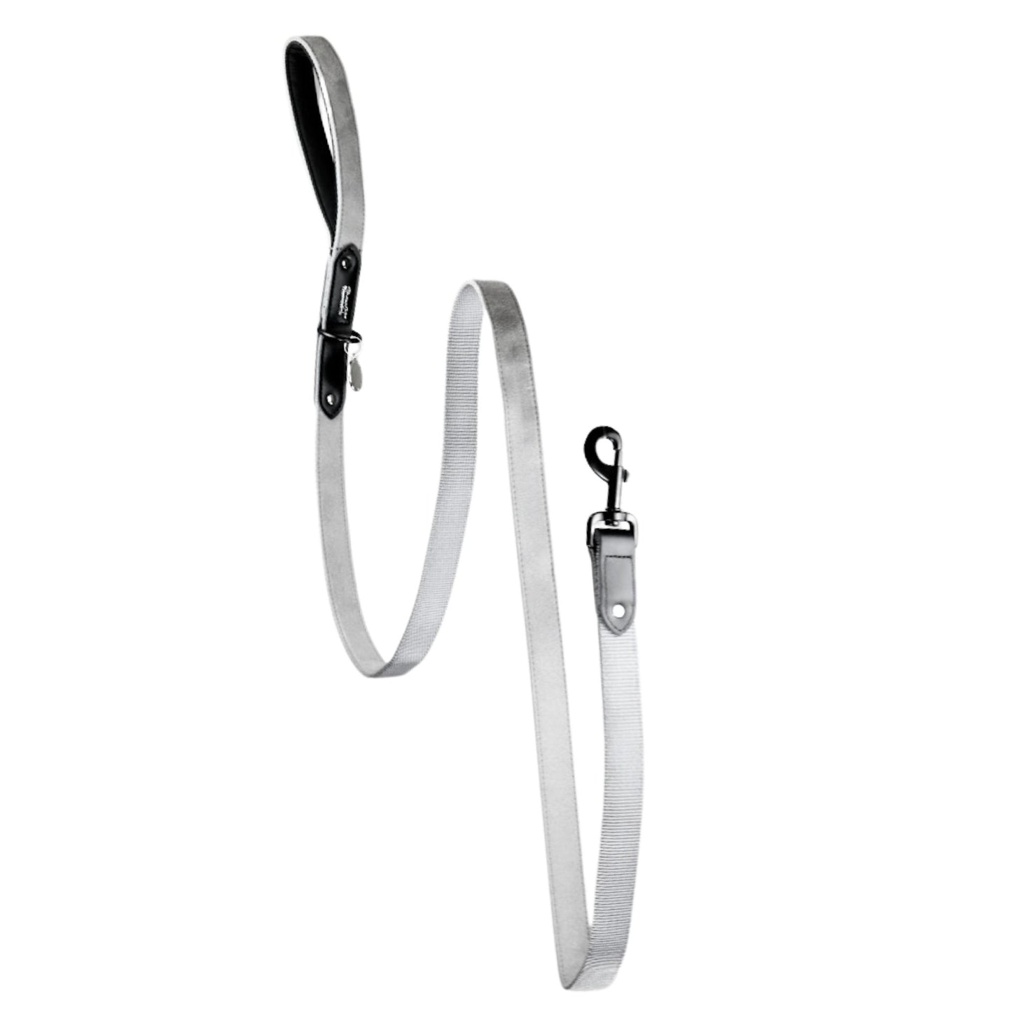 Grey Suede Dog Leash with Black Leather