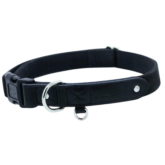 Black Suede Dog Collar with Black Leather
