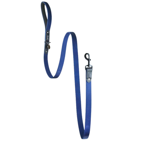 Dark Blue Suede Dog Leash with Black Leather